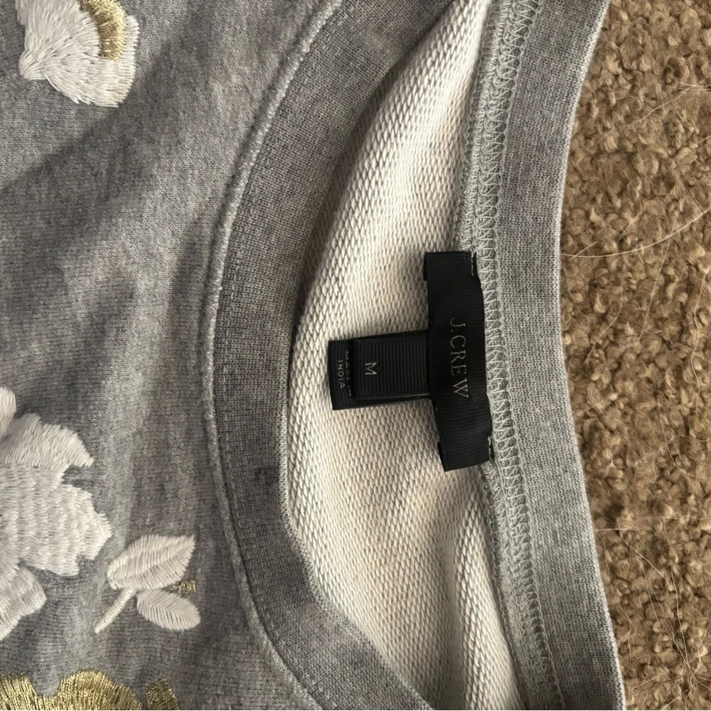 J. Crew Gray Sweatshirt with Floral Design